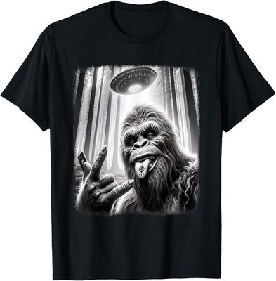 Sasquatch Selfie Big Foot Rock On UFO Alien Funny T-Shirt