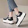Fashion 7CM Women Leather Chunky Sneakers Spring Autumn Platform Casual Shoes Lace-up Breathable Sports Shoes Woman Vulcanized Shoes