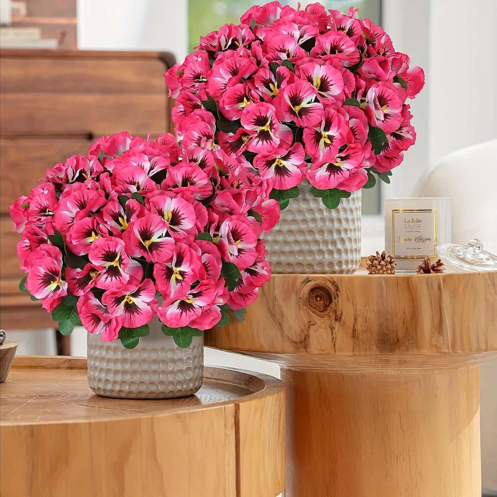 10 шт. Искусственные трехцветные анютины глазки - Яркие смешанные цвета для улицы/дома Реалистичные искусственные цветы - Праздничный цветочный декор