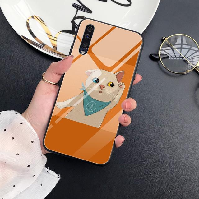 Чехол с милым котом и животным для Samsung Galaxy A52 A71 A72 A70 A73 A53 A13 5g A03 A22 A21s A03 Core A42, чехол из закаленного стекла с рисунком
