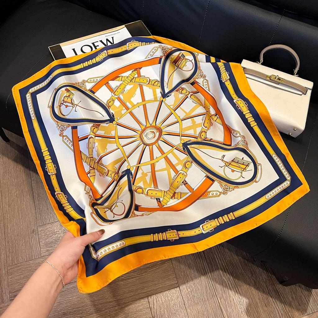 Геометрический колор-блок квадратный шарф из искусственного шелка женский атласный платок шаль обертывание хиджаб женская повязка для волос роскошная головная косынка эшарп