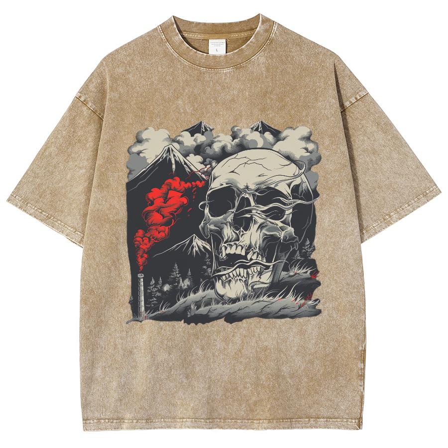 Женская футболка с принтом черепа в стиле High Street Trend, свободного покроя, с коротким рукавом, в американском стиле, винтажный топ