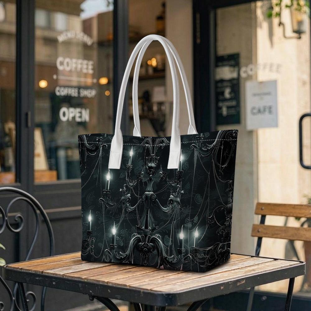Gothic Chandelier Pattern Shoulder Bag Fashion Large Capacity Daily Tote Elegant Stylish Casual Outdoor Commute Handbag