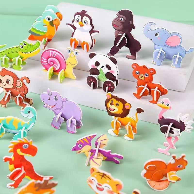 30 шт. 3D DIY Бумажные пазлы-головоломки Животные, Динозавры, Самолеты, Танки Мини Мультяшные Пазлы Игрушки для Детей Подарочки на День Рождения