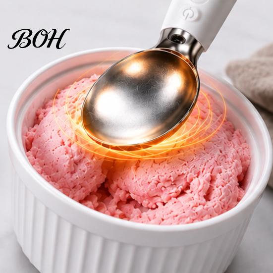Yogurt Scooper Rechargeable Heated Ice Cream Scoop, Electric with 3-Level Heat, Hard Scooping Tool LED Display, 2000mAh Battery for Cream, Gelato,