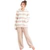 Luanna Jena Fluffy Pajama Long Perfect for or As a Gift Women's Lightweight, Set, Sleeves, Loungewear, Birthdays, (QWHI08) (Size M, Beige)