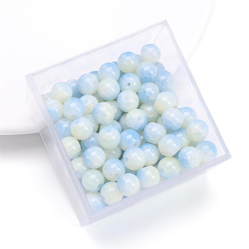 Комплект браслетов из бисера Summer Jelly Gold Glitter: Двойные стеклянные круглые бусины и полусахарные пузырчатые бусины