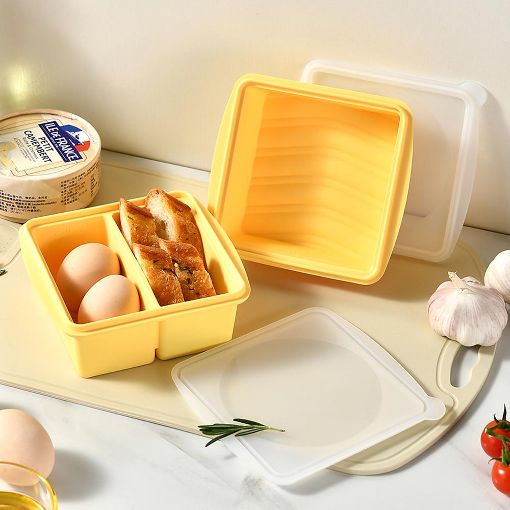 2 шт. Силиконовые контейнеры для хранения продуктов с крышками, без BPA, герметичные, компактные, для приготовления еды и ланча, пригодные для микроволновой печи, морозильной камеры, кемпинга и путешествий