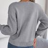 Женский осенне-зимний повседневный однотонный вязаный пуловер с квадратным вырезом и рукавами-фонариками, с квадратным вырезом