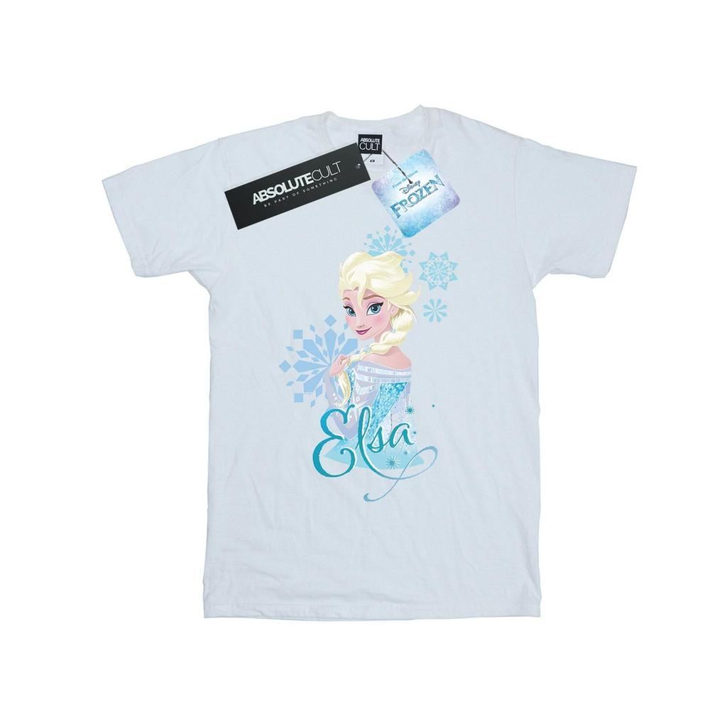 Disney Girls Frozen Elsa Snowflakes Cotton T-Shirt