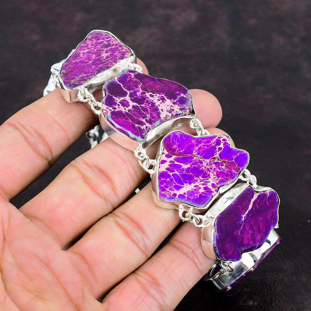 Браслет из яшмы с фиолетовым морским осадком, ювелирные изделия из настоящего драгоценного камня, браслет из стерлингового серебра 925 пробы, регулируемый браслет-цепочка, браслет ручной работы для подарка