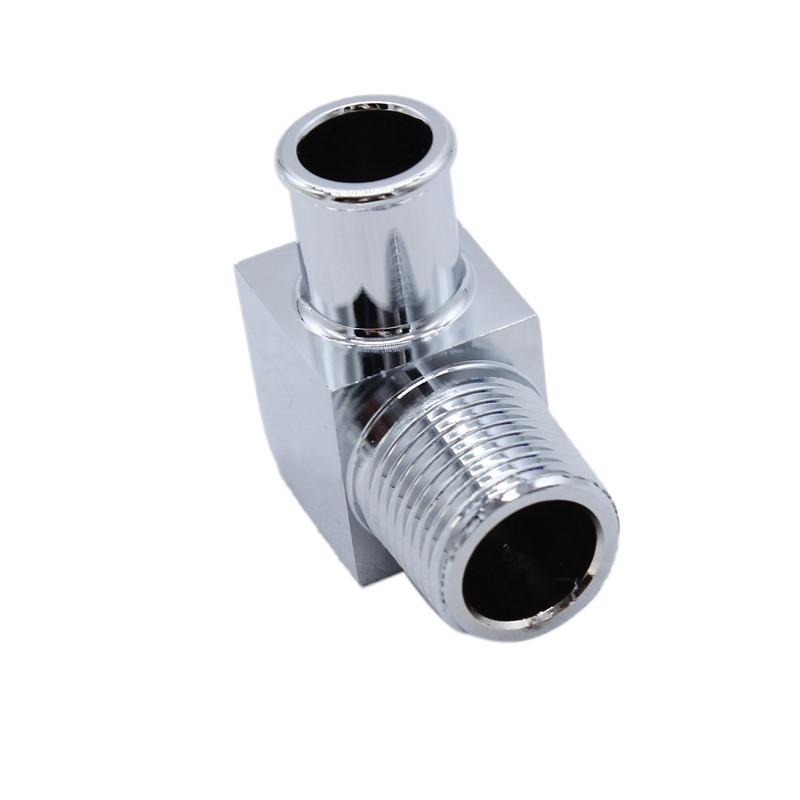 1 шт. Угловой фитинг для шланга отопителя 90°, 5/8" 1/2" NPT, бобышка для шланга, хромированный, алюминиевый заготовка, для универсальных водяных насосов или впускных коллекторов