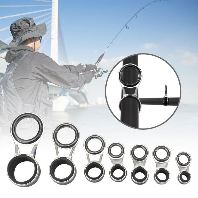 10Pcs 10 Size Stainless Steels Frame Fishing Rod Guides Replacement Set Fishing Rod Eye Repair Kits with Ceramic Rings