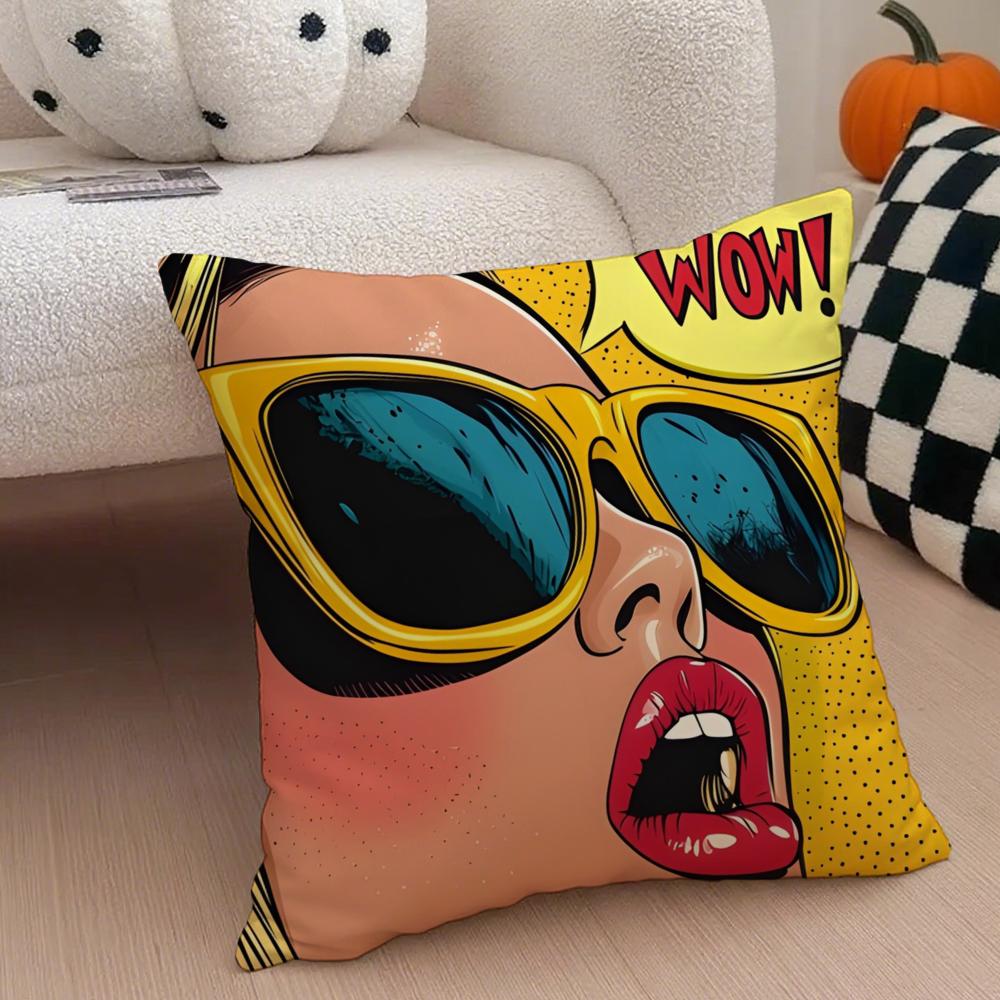 Classic Pop Art American Art RRoy Lichtenstein Cushion Cover Throw Pillow Cover Hidden Button Durable Polyester Chair Cushion
