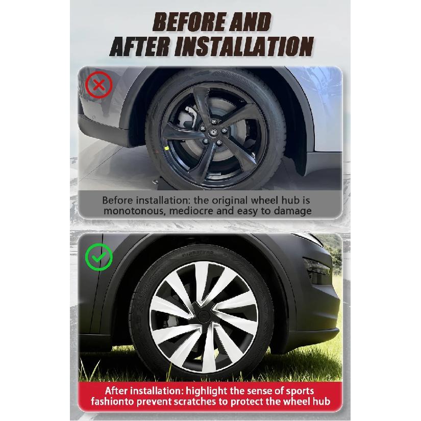 4PCS Hub Cap Performance Replacement Wheel Cover Crossflow Caps Full Rim Accessories for Tesla Model Y Juniper 19 Inch 2025 2026