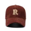 Hat Men and Women Autumn and Winter New Striped Ins Tide Letter R Baseball Cap Corduroy Duck Tongue Cap
