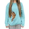 Women's Fashionable Solid Color Long Sleeved Casual Pullover Sweatshirt Top