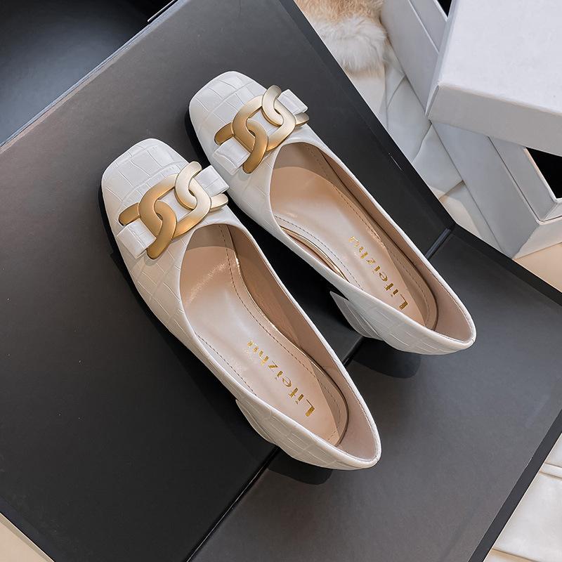 Модные туфли на массивном среднем каблуке, женские, роскошные туфли-лодочки с металлической цепочкой, Мэри Джейн под аллигатора, женские вечерние туфли с квадратным носком, туфли на каблуке, эспадрильи