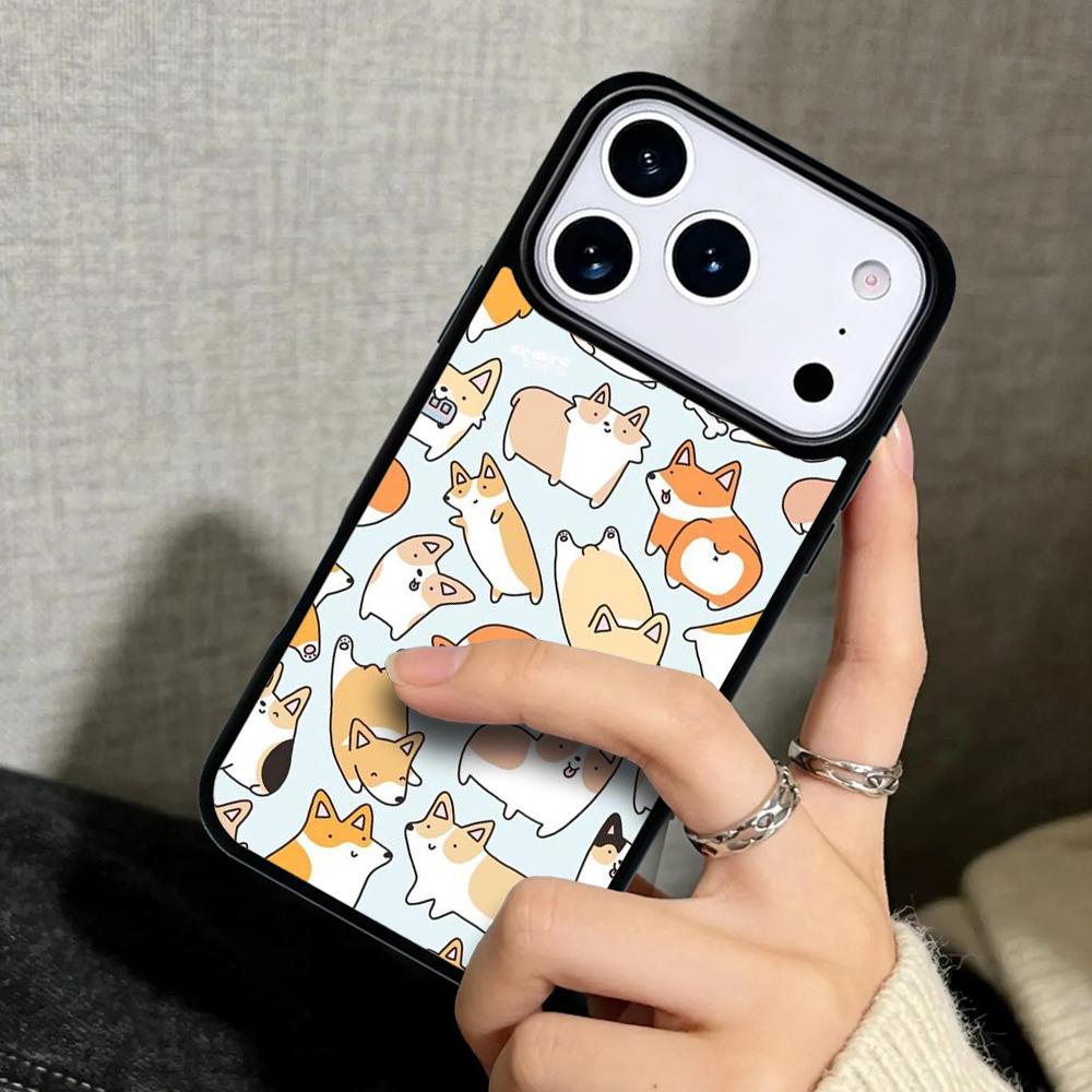 Чехол-бампер для iPhone 17 Air 16 Pro Max 15 Plus 11 13 Mini 14 12 Задняя крышка телефона Мультяшная собака Вельш-корги
