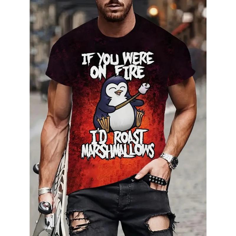 Крутая мужская повседневная футболка с принтом панды и круглым вырезом, уличная мода, удобный мужской топ, универсальная футболка с темпераментом