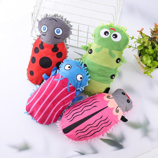 Yousheng Mop Insect Squeaky Plush Dog Toy Ladybug Caterpillar Shape Stuffed Crinkle Puppy Chew Toy for Small Dogs