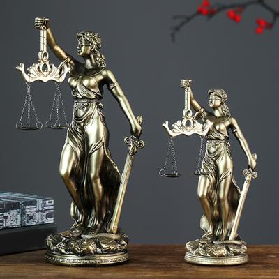 Статуэтка Леди Правосудие из смолы Европейский стиль Богиня Правосудия Настольная скульптура Скульптура Весы Правосудия Для дома Офиса Декор