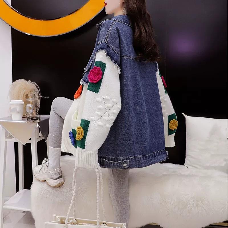 Женская весенняя свободная джинсовая куртка с плетением, осенний темперамент, повседневные удобные топы