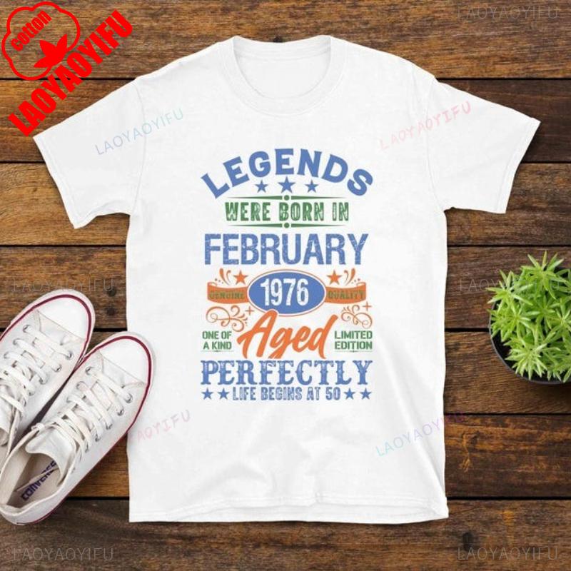 Legends Were Born In 1976 50th Birthday Gift Tee Wounisex And Unisex Custom Birth Month Graphic Tshirt Casual Regular Short Sleeve