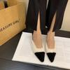 Французский острый нос на низком каблуке, соответствующий цвету снаружи, полуперетаскивание, женские зимние тапочки 2025 года Baotou Muller, ниша, тонкий каблук, пушистые тапочки прилив