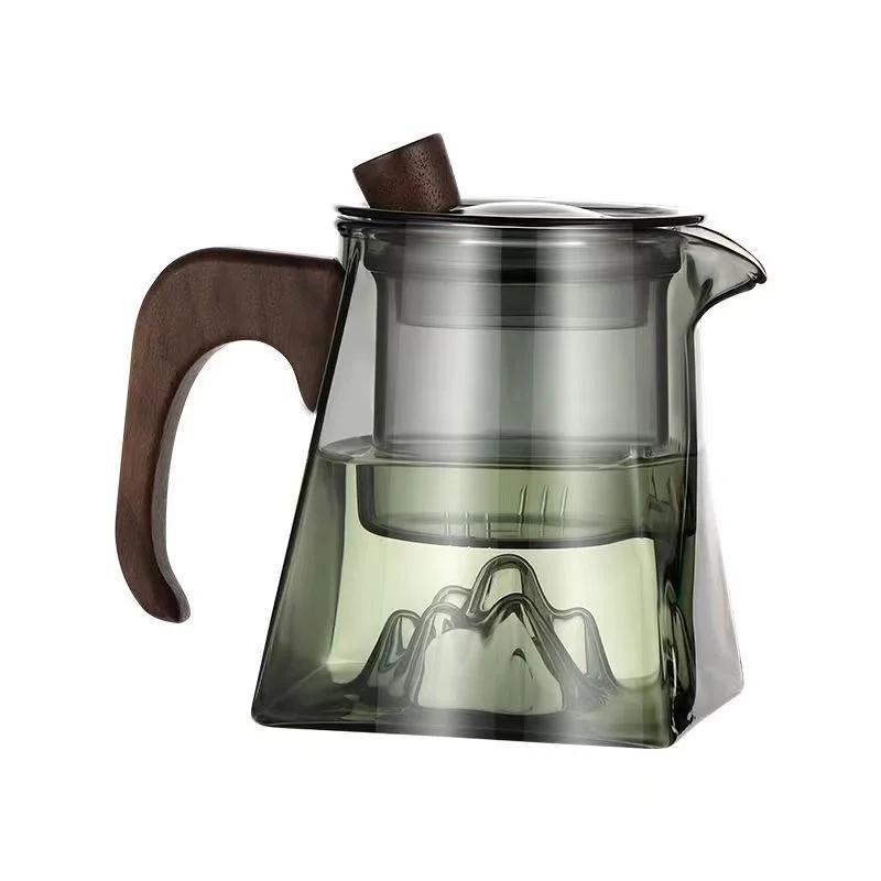 500 мл стеклянный чайник, термостойкий квадратный стеклянный чайный сервиз, китайская чашка кунг-фу с ручкой и крышкой, фильтр для чайника, чайный сервиз, аксессуары