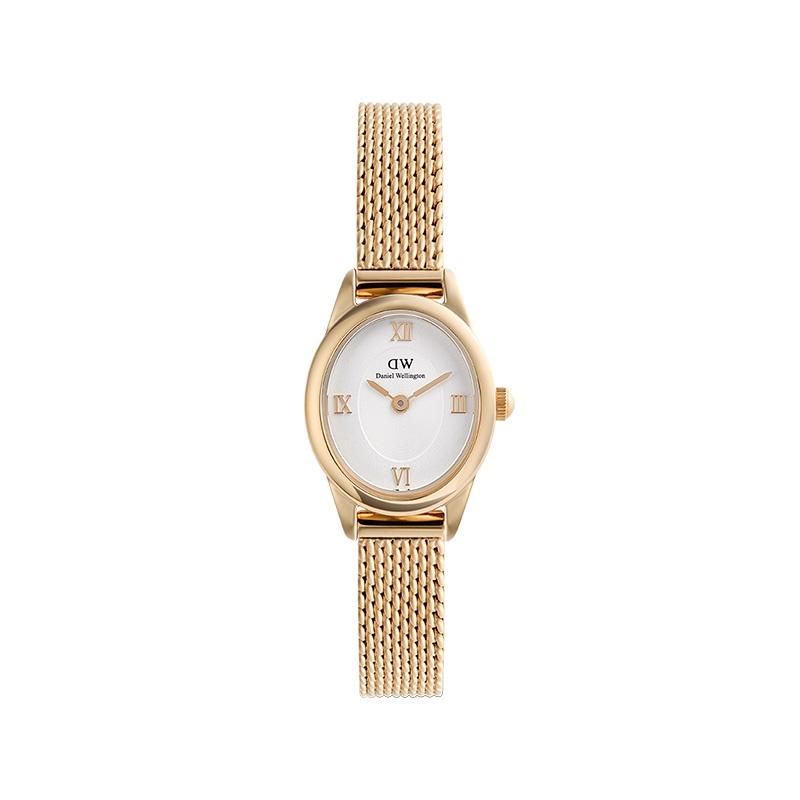 Daniel Wellington Watch Quartz Movement White Dial Women's Watch Fashionable Eye-catching Elegant Oval Rose Gold Watch DW00100940