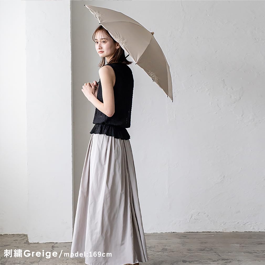 Складной зонт Vita Felice для женщин, как в солнечный, так и в дождливый день [VITAFELICE] 2-х сторонний 2-х ярусный (в течение нескольких дней) пру-30177z (вышитый бежевый)