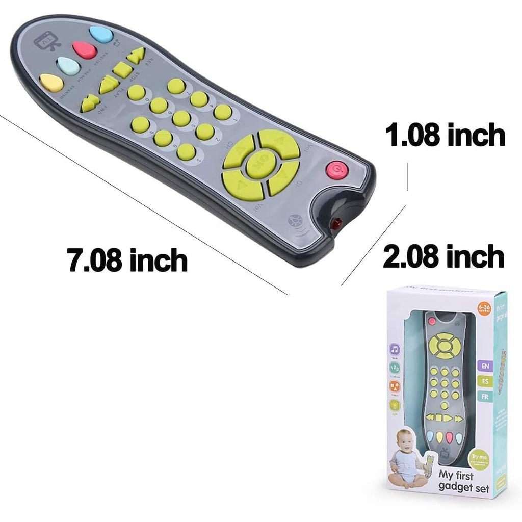 Игрушка-телевизор с дистанционным управлением, музыкальная игра со светом и звуком для детей от 6 месяцев, мальчиков и девочек, с тремя языковыми режимами: английский, французский и испанский