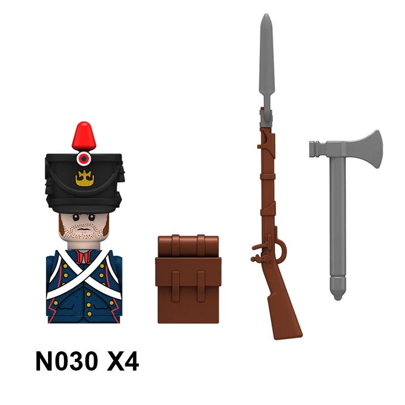 4pcs Military Building Blocks Medieval Knights Duke Marshal Figures Napoleonic Wars Weapons Sword Flags Shoulder Armor Cape Brick MOC