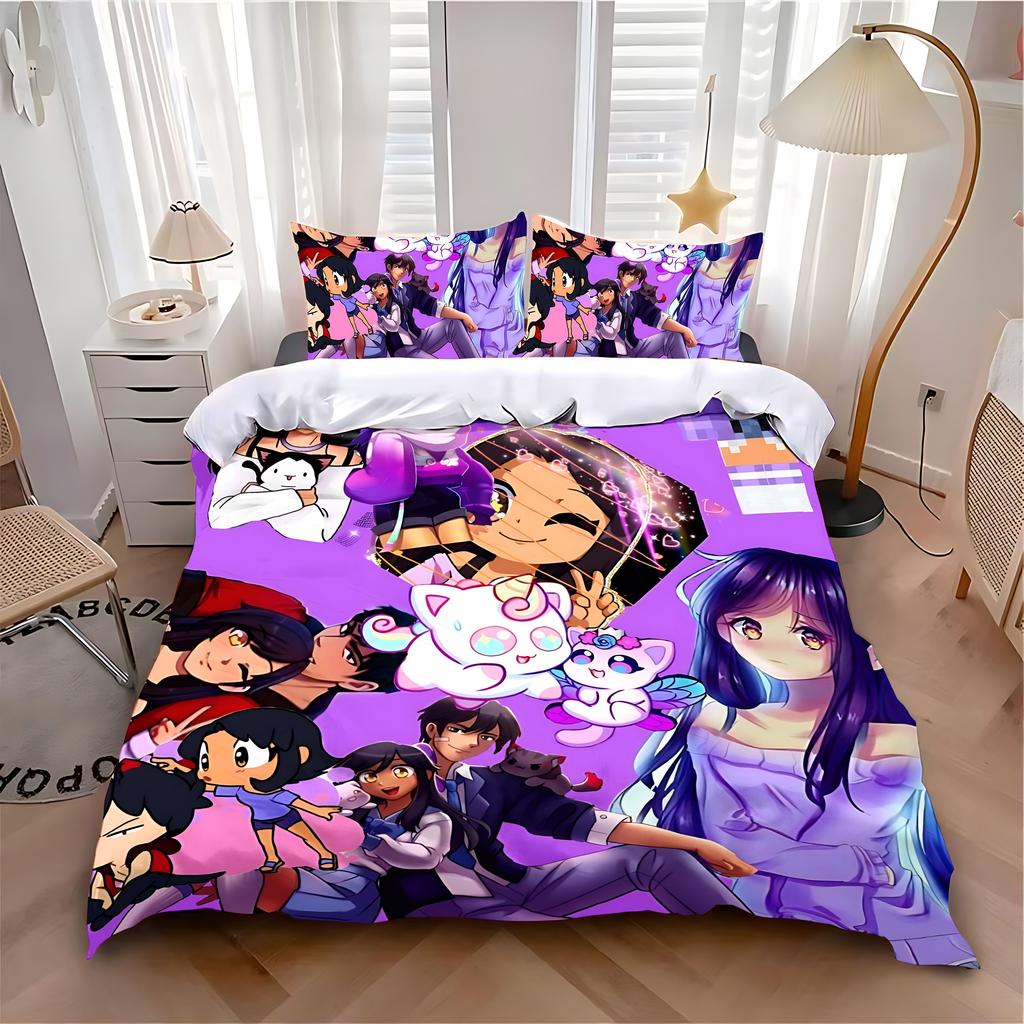 Пододеяльник Наволочка Комплект постельного белья Аниме Aphmau с крыльями Взрослый Мальчик Девочка Украшение спальни Детский Односпальный Двуспальный Большой размер