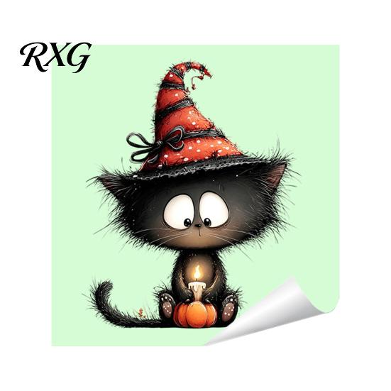 Halloween Bedroom Wall Art Glow in The Dark Switch Outlet Stickers, Cute Black Cat Witch Theme Decals Pumpkin Skull Decals, Waterproof Self-Adhesive