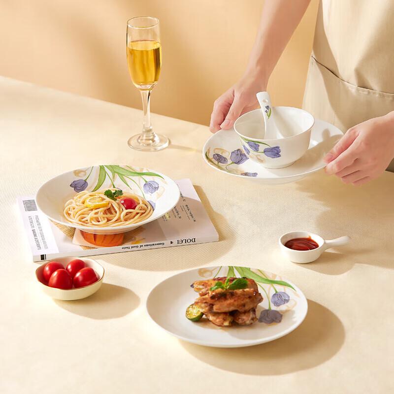 Corning VISIONS Purple Tulip Ceramic Dinnerware Set