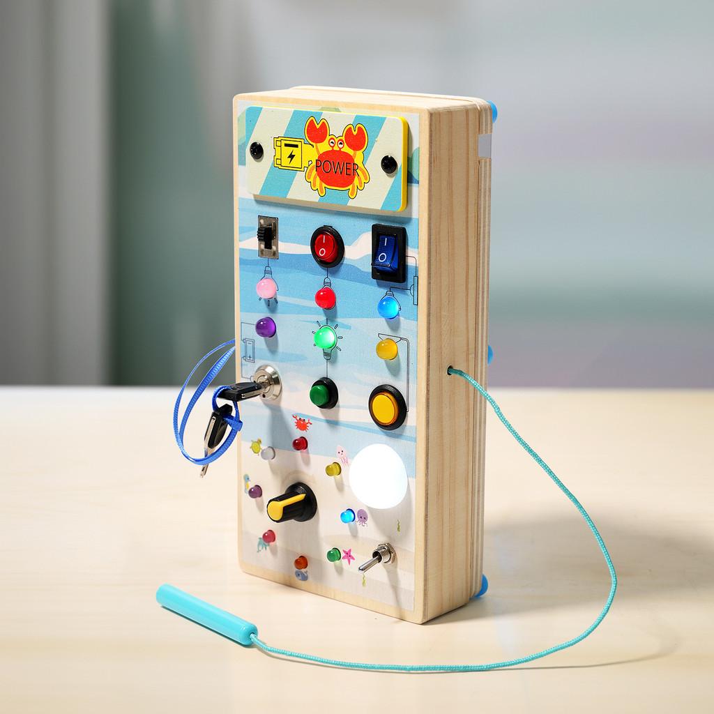 Kids Wooden Busy Board With Realistic Steering Wheel And Circuit Board For Developmental Toys