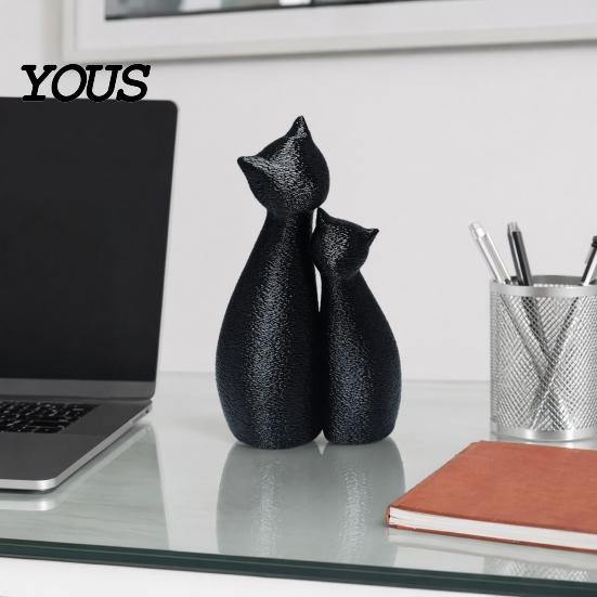 Уникальный Декор для Дома Кошка Милая Черная Статуэтка, 3D Печатная Фигурка в Позе для Объятий, Обнимающая Статуэтка Минималистичная Настольная Полка для Офиса, Подарок Любителям Искусства