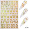 1 PC Gold Silver Nail Art Laser Butterfly Stickers Butterfly Metal Sticker Decals Holographic Manicure Decorations