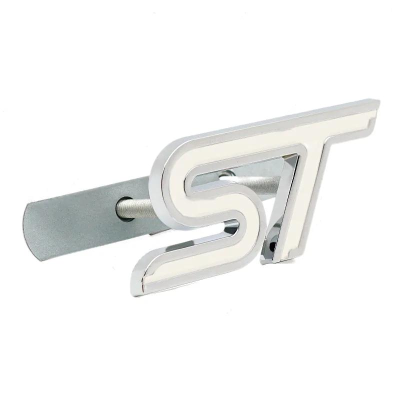 AJF1 3D Metal ST Front Grille Emblem Badge Car Rear Trunk Auto Sticker For Ford Focus Mondeo Fiesta Edge Escort MK2 MK3 MK4 MK5 MK7