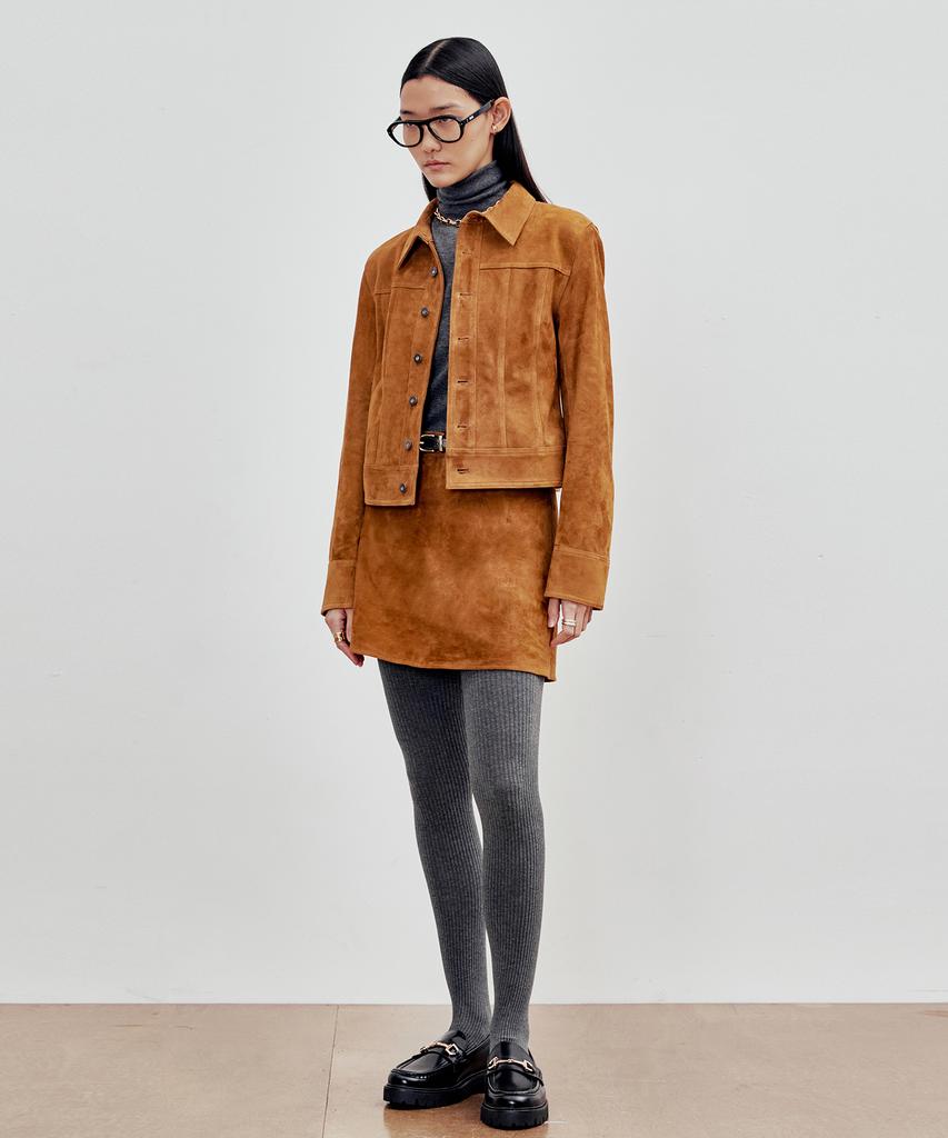 Aendeuloseu Goat Suede Miniskirt (Tinsel Brown)
