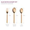 Набор столовых приборов Allie из 18 предметов из нержавеющей стали розового золота с коробкой из кожзаменителя (6 обеденных ложек, 6 обеденных вилок, 6 чайных ложек)