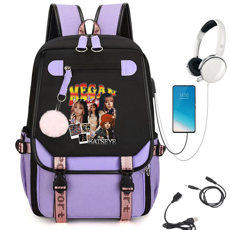 KATSEYE Fashion Girl Group Print Backpack, Large Capacity Teen Student Laptop Bookbag, Water-Resistant Daypack 60123-11