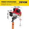 800Kg/1700Lbs Electric Trolley Hoist 1300W Electric Hoist Winch Double 12M/40Ft , Electric Hoist Electric Forklift Steel Pallet Holder Lever Garage