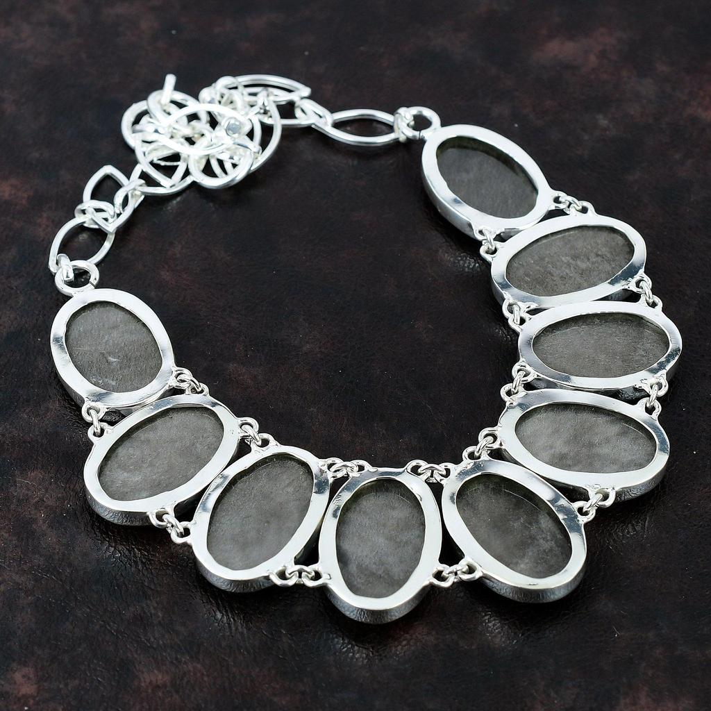 Silver Sheen Obsidian Necklace Real Gemstone Necklace 925 Sterling Silver Necklace Adjustable Chain Necklace Handmade Necklace Gift For Her