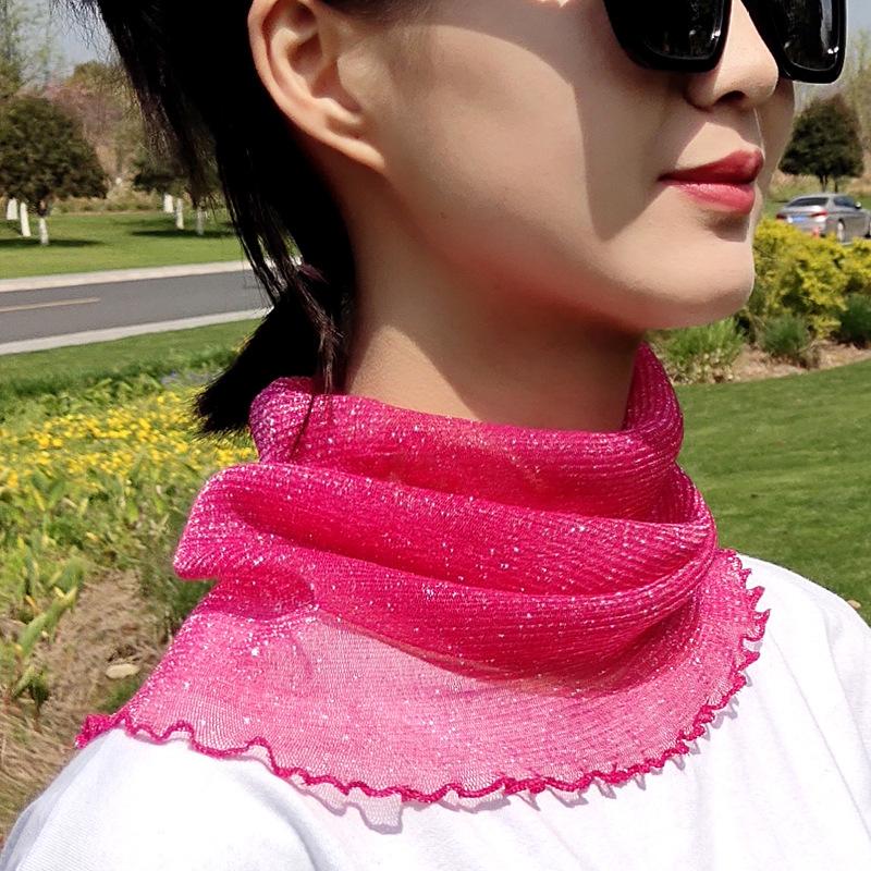 Женский шарф-повязка на голову для защиты лица, тонкий шелковый шарф, поддельный воротник, маска для лица, универсальный шарф для защиты шеи, ветрозащитный зимой