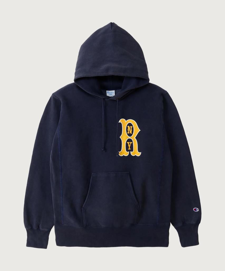 Худи с флисовой подкладкой Rochester Regular Fit с обратной вязкой и логотипом R, цвет темно-синий