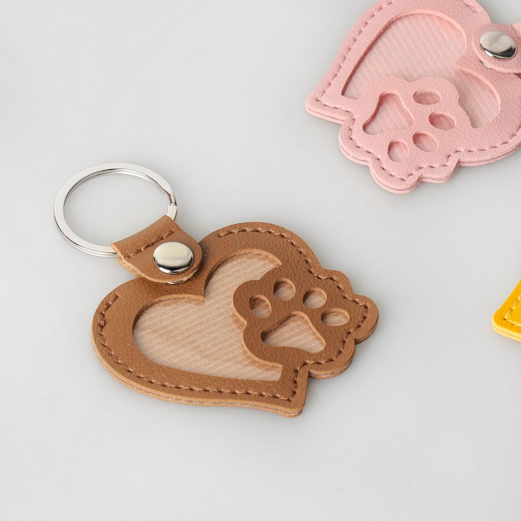 3pcs Pet Hair Keepsake Keychain, Custom Pet Paw Print Pendant, Memorial Locket for Cat Dog Fur, Leather Keychain Holder