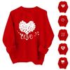 Women's Casual Fashion Valentine's Day Print Long Sleeve O-Neck Sweatshirts Pullover Top